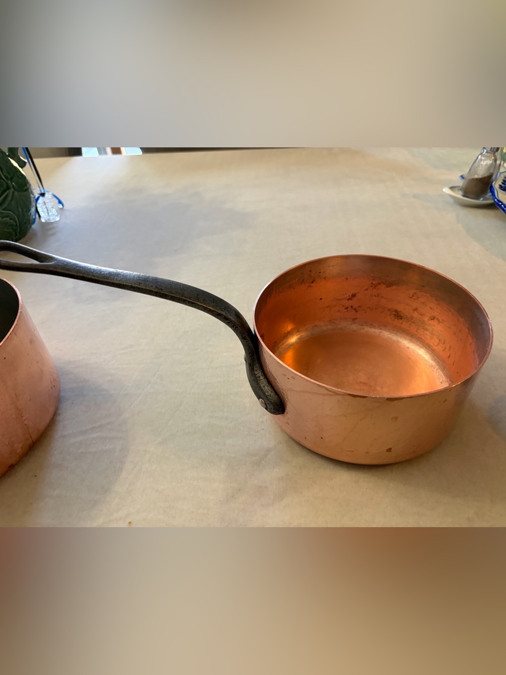 Copper Saucepan with Iron Handle - Classic Copper Finish